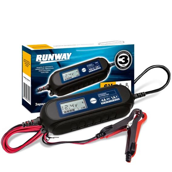 Устройство зарядное 6/12В 1А/4А Smart car charger RUNWAY RR105