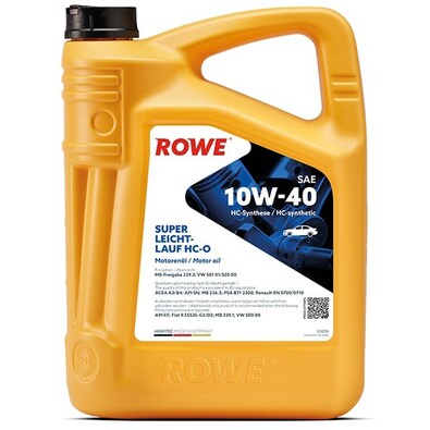 Масло моторное ROWE HIGHTEC SUPER LEICHTLAUF HC-O 10W40, API SN, ACEA A3/B4, 4 л 20058004099