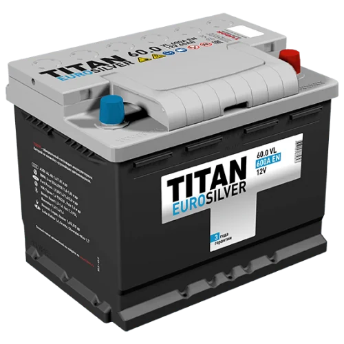 Аккумулятор Tubor TITAN EuroSilver 12В, 60А-ч, 600А, полярность 0 (обратная), LB2 [242x175x175 мм] 6CT600VL