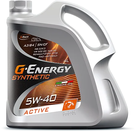 Масло моторное G-Energy Synthetic Active 5W40, API SN/CF-4, ACEA A3/B4, 4 л