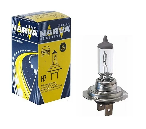 Лампа галогенная H7 NARVA 12В, 55Вт 3000-3700К (тёплый белый) PX26d