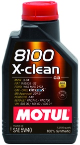 Масло моторное Motul 8100 X-Clean 5W40, API SN/CF-4, ACEA C3, 1 л 102786