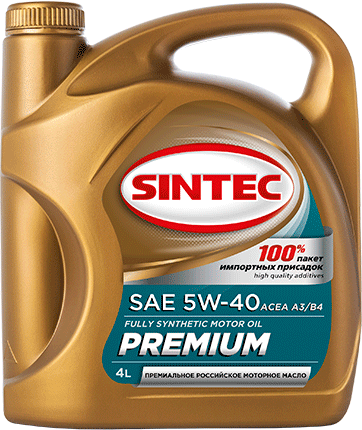 Масло моторное Sintec Premium 9000 5W40, API SN/CF-4, ACEA A3/B4, 4 л 801971