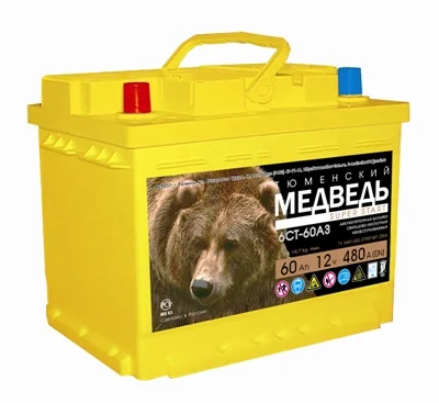 Аккумулятор Алькор Медведь Super Start L2 [242x175x190 мм], 60А-ч, 590А, 1 (прямая), 12В 6CT60VLA
