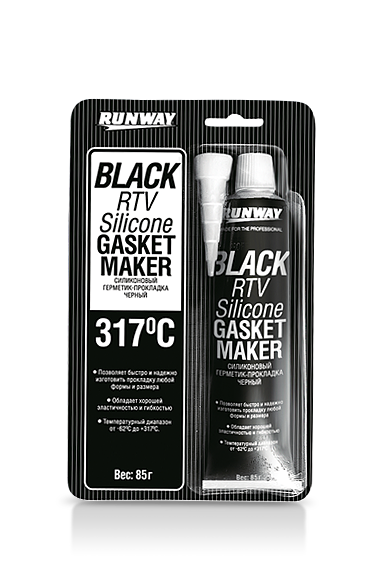 Герметик прокладка силиконовый черный 85гр RUNWAY +317 °С RW8501