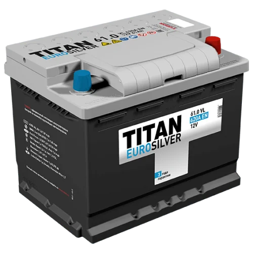 Аккумулятор Tubor TITAN EuroSilver 12В, 61А-ч, 600А, полярность 0 (обратная), L2 [242x175x190 мм] 6CT610VL