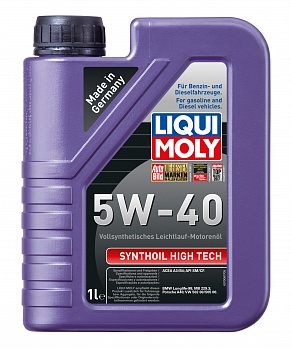 Масло моторное Liqui Moly Synthoil High Tech 5W40, API SN, ACEA A3/B4, 1 л 1924