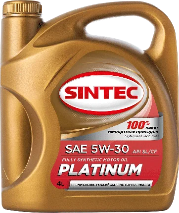 Масло моторное Sintec Platinum 5W30, API SL/CF-4, ACEA A3/B4, 4 л