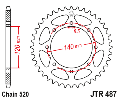Звезда задняя 520 JT JTR487.44 /Kawasaki KLE500, KLR650/ JTR48744