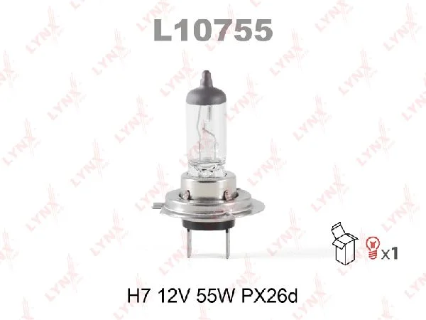 Лампа галогенная H7 LYNXauto 12В, 55Вт 3000-3700К (тёплый белый) PX26d