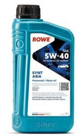 Масло моторное ROWE HIGHTEC SYNT ASIA 5W40, API SN/CF-4, ACEA C3, 1 л 20246001099