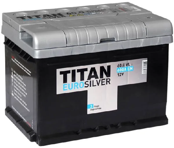 Аккумулятор Tubor TITAN EuroSilver 12В, 60А-ч, 600А, полярность 0 (обратная), LB2 [242x175x175 мм] 6CT600VL