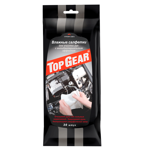 Салфетка влажная для рук антибактериальная TOP GEAR 