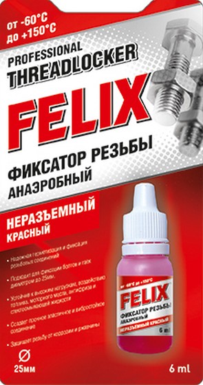 Фиксатор резьбовых соединений красный неудаляемый 6мл FELIX 411040082