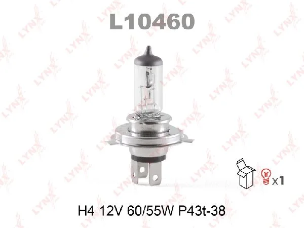 Лампа галогенная H4 LYNXauto 12В, 60/55Вт 3000-3700К (тёплый белый) P43t