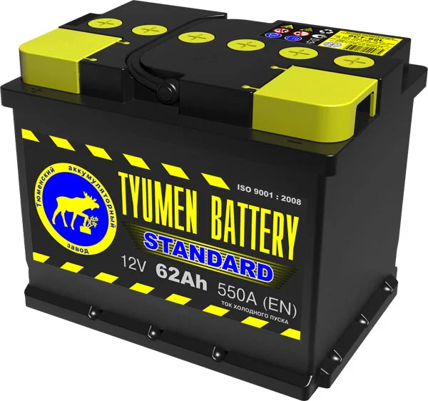 Аккумулятор Тюменский Аккумуляторный Завод STANDARD 12В, 62А-ч, 580А, полярность 1 (прямая), L2 [242 6CT62