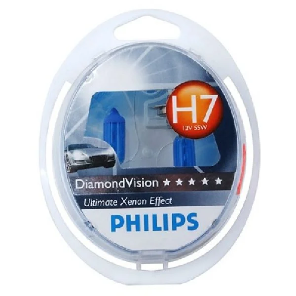 Лампа галогенная H7 PHILIPS 12В, 55Вт от 3800К (холодный белый) PX26d