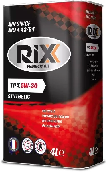Масло моторное RIXX TP X 5W30, API SN/CF-4, ACEA A3/B4, 4 л