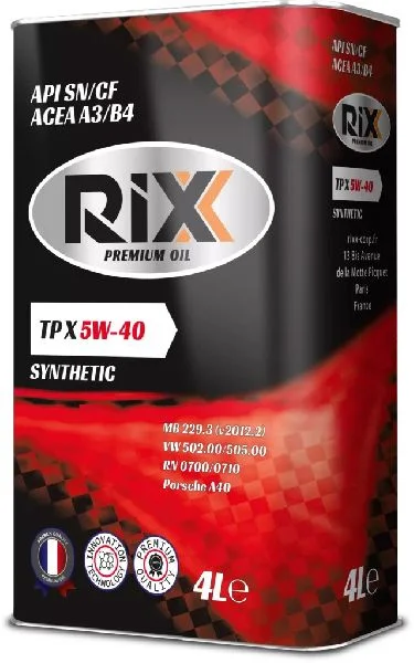 Масло моторное RIXX TP X 5W40, API SN/CF-4, 4 л