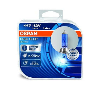 Лампа галогенная H7 OSRAM Cool Blue Boost +50% (бокс) 12В, 80Вт от 3800К (холодный белый) PX26d 62210CBBHCB