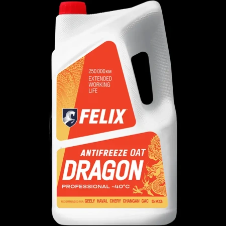 Антифриз FELIX DRAGON, G12+ красный, 5 л, Сhina GB 29743-2013 430206405