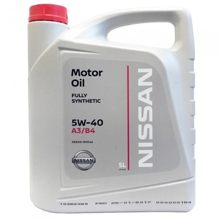 Масло моторное NISSAN Motor Oil 5W40, API SN/CF-4, ACEA A3/B4, 5 л