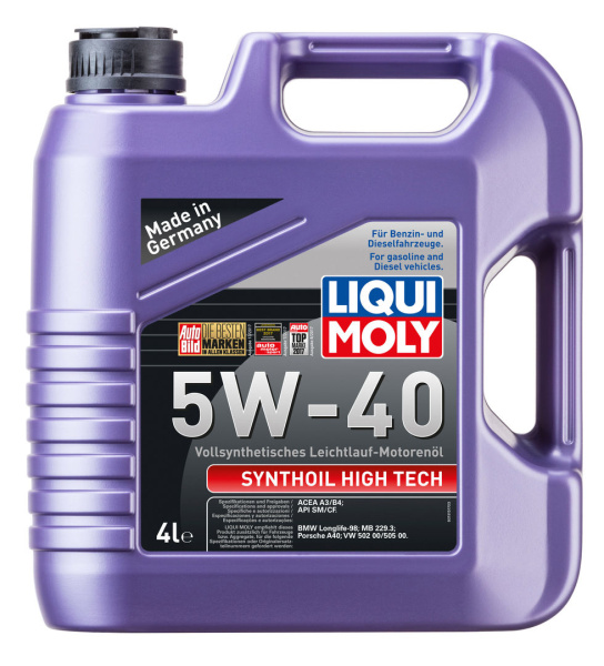 Масло моторное Liqui Moly Synthoil High Tech 5W40, API SN, ACEA A3/B4, 4 л 1915