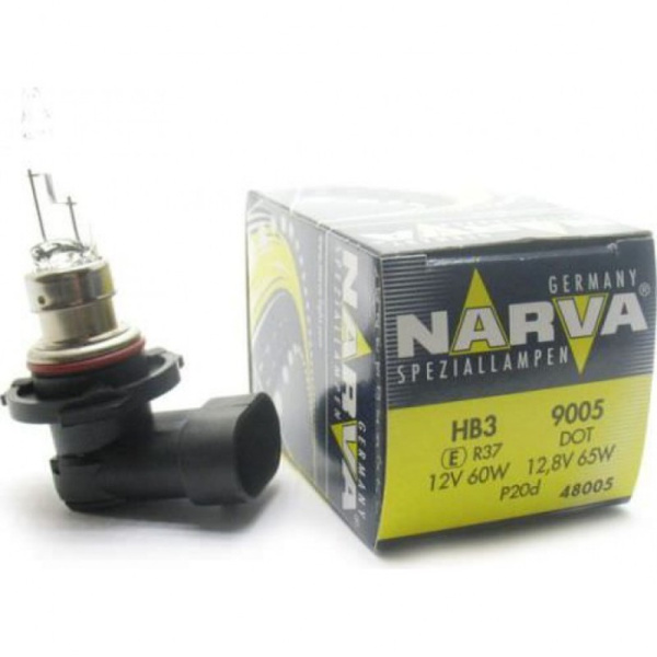Лампа галогенная HB3 NARVA 12В, 60Вт 3000-3700К (тёплый белый) P20d 48005