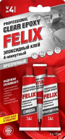 Клей эпоксидный 4-минутный прозрачный 2*17мл FELIX 411040064