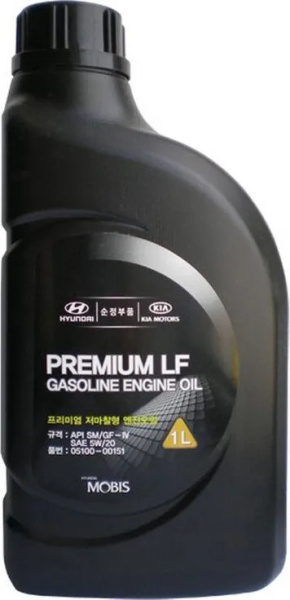 Масло моторное HYUNDAI/KIA Premium LF Gasoline 5W20, API SM/CF-4, ILSAC GF-4, 1 л 0510000151