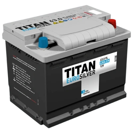 Аккумулятор Tubor TITAN EuroSilver 12В, 63А-ч, 630А, полярность 0 (обратная), L2 [242x175x190 мм] 6CT630VL