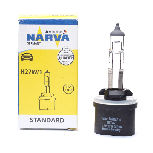 Лампа галогенная H27W/1 NARVA 12В, 27Вт 3000-3700К (тёплый белый) PG13 48041