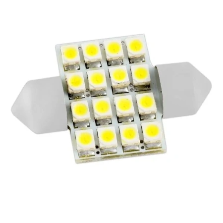 Лампа светодиодная C5W SKYWAY белая 16 LED 12В, Вт SV8,5*31