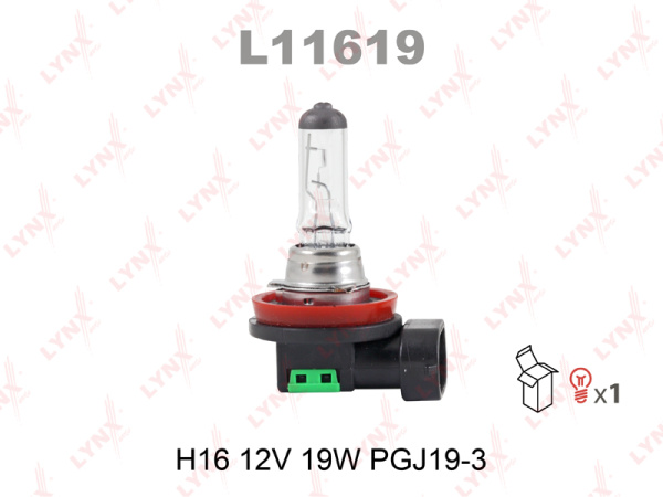 Лампа галогенная H16 LYNX auto 12В, 19Вт 3000-3700К (тёплый белый) PGJ19-3 L11619