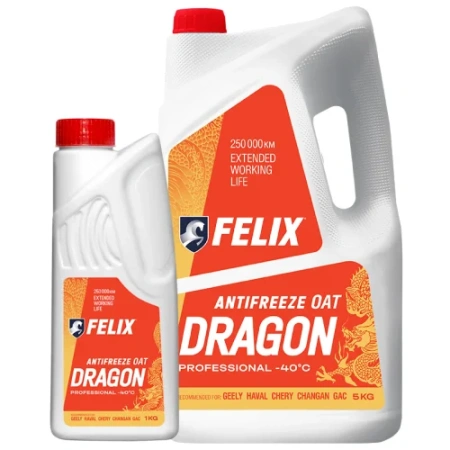 Антифриз FELIX DRAGON, G12+ красный, 5 л, Сhina GB 29743-2013 430206405