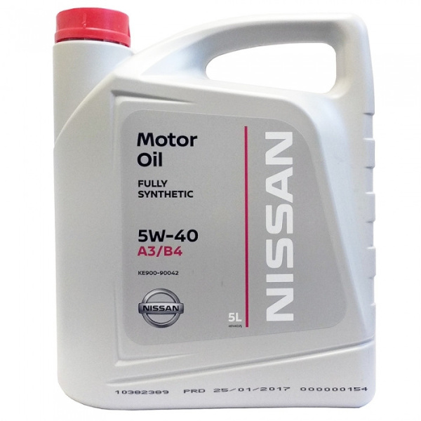 Масло моторное NISSAN Motor Oil 5W40, API SN/CF-4, ACEA A3/B4, 5 л KE90090042R