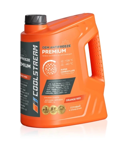 Антифриз CoolStream Premium, G12+ оранжевый, 5 л