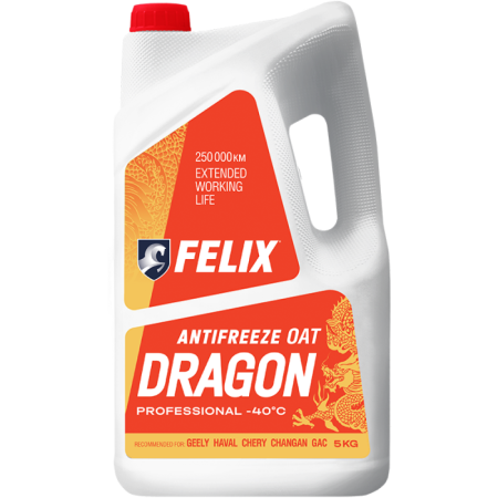 Антифриз FELIX DRAGON, G12+ красный, 5 л, Сhina GB 29743-2013 430206405