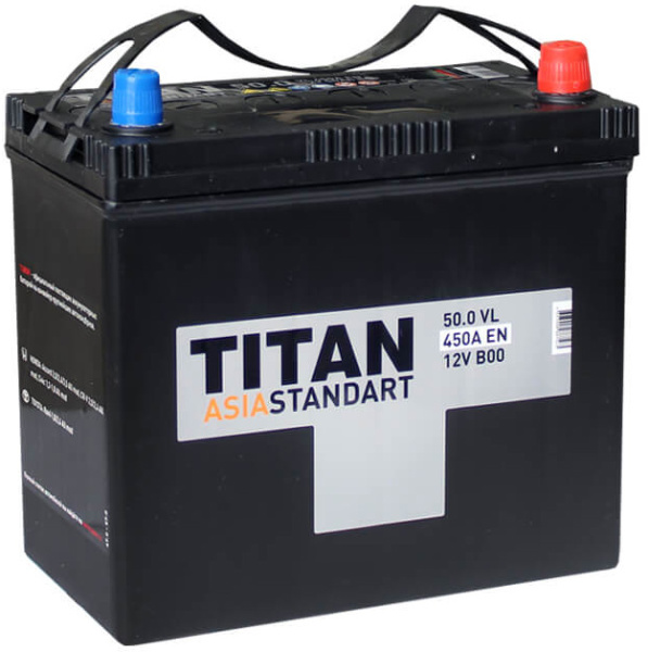Аккумулятор Tubor TITAN Asia Standart 12В, 50А-ч, 450А, полярность 1 (прямая), B24 [238x129x227 мм] 6CT501VL
