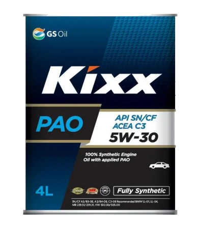 Масло моторное KIXX PAO C3 5W30, API SN, ACEA C3, 4 л