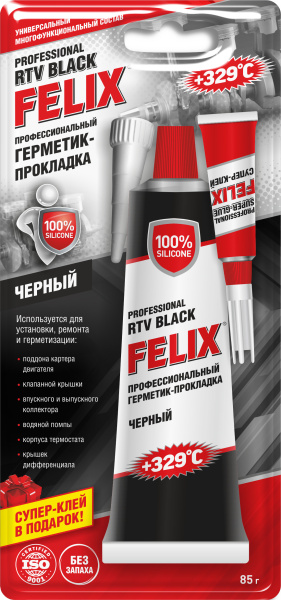 Герметик прокладка силиконовый черный 85гр FELIX +329 °С 411040059