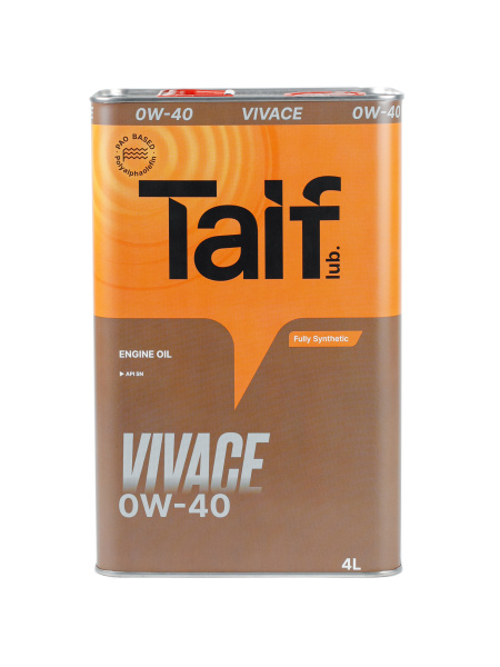 Масло моторное Taif Vivace 0W40, API SN/CF-4, 4 л 211022