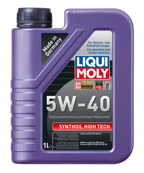 Масло моторное Liqui Moly Synthoil High Tech 5W40, API SN, ACEA A3/B4, 1 л 1924