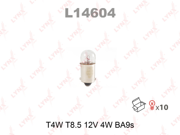 Лампа накаливания T4W LYNXauto 12В, 4Вт BA9s L14604
