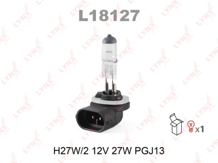 Лампа галогенная H27W/2 LYNXauto 12В, 27Вт 3000-3700К (тёплый белый) PGJ13