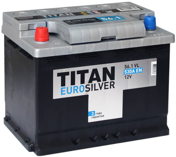 Аккумулятор Tubor TITAN EuroSilver 12В, 56А-ч, 530А, полярность 1 (прямая), L2 [242x175x190 мм] 6CT561VL