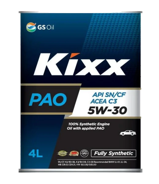 Масло моторное KIXX PAO C3 5W30, API SN, ACEA C3, 4 л L208244TE1