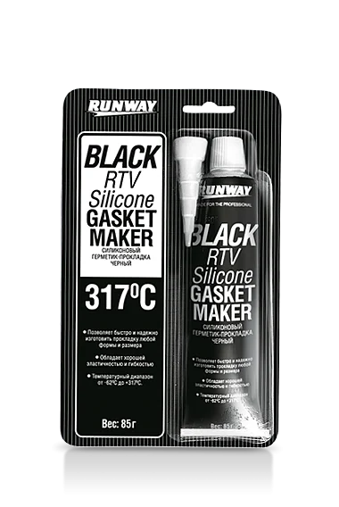 Герметик прокладка силиконовый черный 85гр RUNWAY +317 °С
