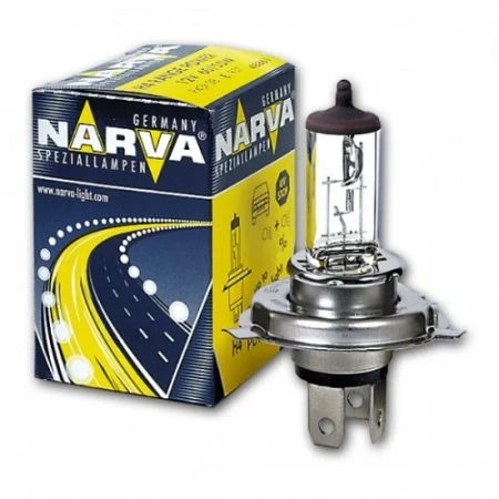 Лампа галогенная H4 NARVA 12В, 60/55Вт 3000-3700К (тёплый белый) P43t